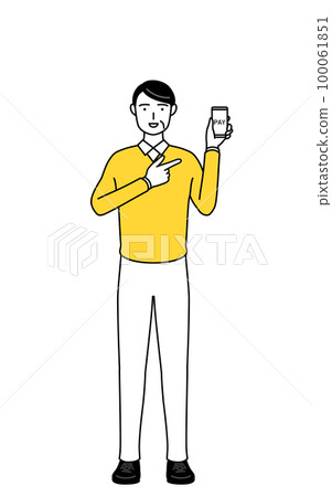 Retired senior/middle-aged man recommending cashless/online payment for smartphones Retired senior/middle-aged man recommending cashless/online payment for smartphones 100061851
