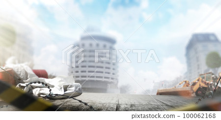 Construction background. Urban environment. Asphalt. Empty space. Blurred background 100062168