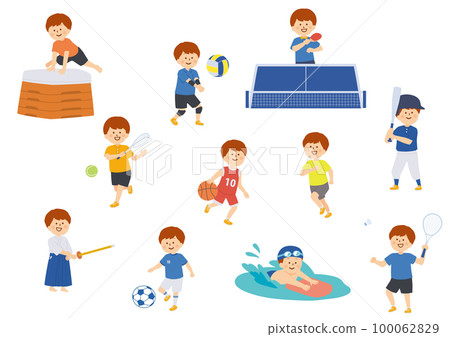 Illustration of a boy enjoying sports 100062829