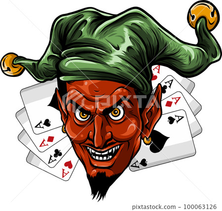 Vector illustration of Laughing Devil joker Vector illustration of Laughing Devil joker 100063126