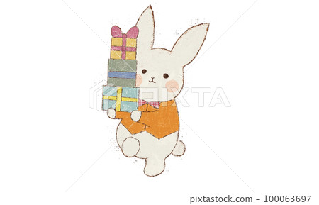rabbit carrying a gift 100063697