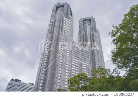 A view of the Tokyo Metropolitan Government Building (1st Government Building, 2nd Government Building, Assembly) in Shinjuku Ward, Tokyo from the park. A view of the Tokyo Metropolitan Government Building (1st Government Building, 2nd Government Building, Assembly) in Shinjuku Ward, Tokyo from the park. 100066234