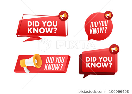 Megaphone label set with text Did you know. Megaphone in hand promotion banner. Marketing and advertising 100066408
