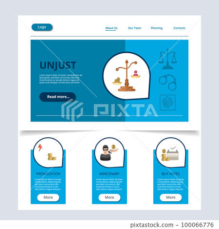Unjust flat landing page website template. Provocation, mercenary, buy votes. Web banner with header, content and footer. Vector illustration. Unjust flat landing page website template. Provocation, mercenary, buy votes. Web banner with header, content and footer. Vector illustration. 100066776