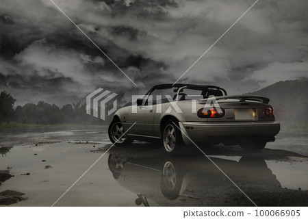 Open car after rain (rear view) Open car after rain (rear view) 100066905