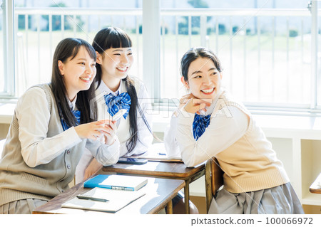 High school student spending time with classmates in the classroom High school student spending time with classmates in the classroom 100066972