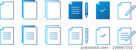 Documents and pen icon set 100067102
