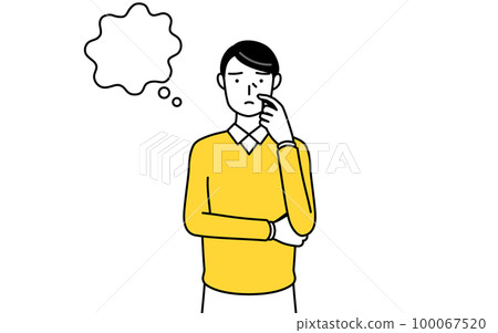 退休的高級/中年男子一邊抓著臉一邊思考 100067520