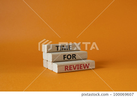 Time for Review symbol. Wooden blocks with words Time for Review. Beautiful orange background. Business and Time for Review concept. Copy space. Time for Review symbol. Wooden blocks with words Time for Review. Beautiful orange background. Business and Time for Review concept. Copy space. 100069607