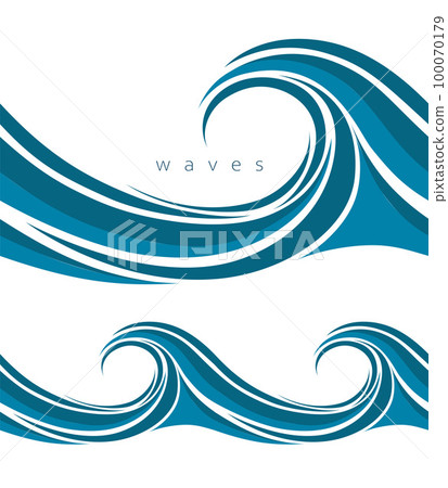 Abstract blue waves on white background Abstract blue waves on white background 100070179