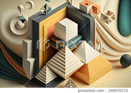 abstract minimalistic geometric shapes scene, neural network generated art. abstract minimalistic geometric shapes scene, neural network generated art. 100070233
