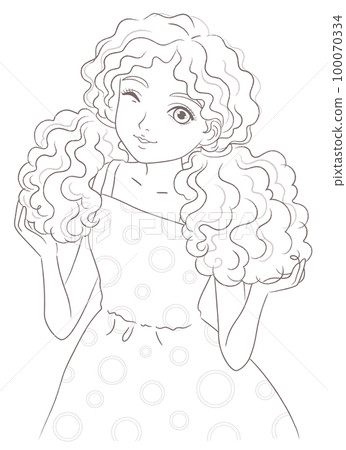 捲髮的女孩插畫 捲髮的女孩插畫 100070334