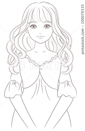 長頭髮的女孩半身特寫 長頭髮的女孩半身特寫 100070335