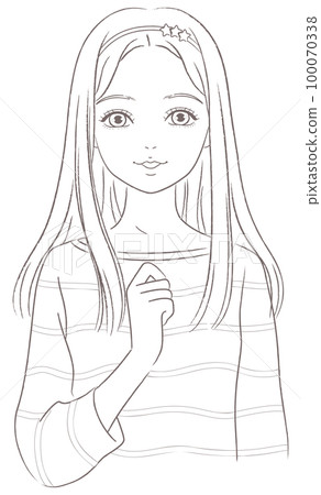 Girl with long hair figure half body closeup 100070338