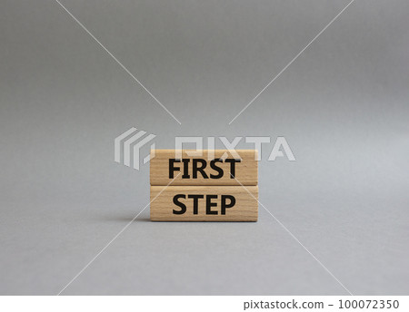 First step symbol. Wooden blocks with words First step. Beautiful grey background. Business and First step concept. Copy space. First step symbol. Wooden blocks with words First step. Beautiful grey background. Business and First step concept. Copy space. 100072350
