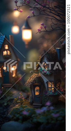 little fairy house, night little fairy house, night 100072521