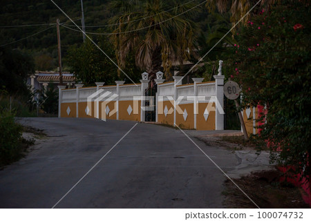Colorful Fences Along Road On Island Of Corfu, Greece. 100074732