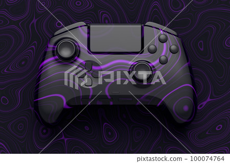 Realistic video game joystick with seamless wavy pattern on dark background 100074764