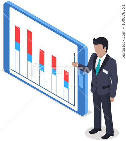Employees analyze statistical indicators, business data. Characters work with marketing research Employees analyze statistical indicators, business data. Characters work with marketing research 100076851