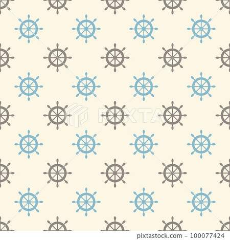 Nautical seamless pattern with geometric ship wheels 100077424