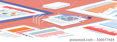 Analyze statistical indicators, business data. Work with marketing research. Data analysis isometric 100077484