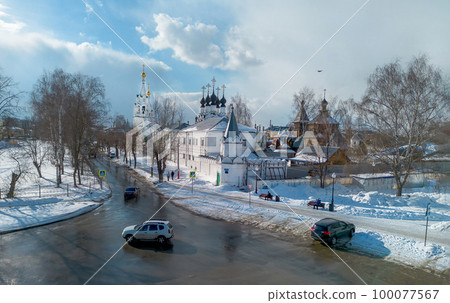 Svyato-Troitskiy Zhenskiy Monastyr in Murpon in sunny winter day in Russian town of Golden Ring Svyato-Troitskiy Zhenskiy Monastyr in Murpon in sunny winter day in Russian town of Golden Ring 100077567
