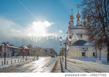Svyato-Troitskiy Zhenskiy Monastyr  in Murpon in sunny winter day in Russian town of Golden Ring 100077569