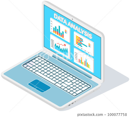 Analyze statistical indicators, business data. Work with marketing research. Data analysis isometric Analyze statistical indicators, business data. Work with marketing research. Data analysis isometric 100077758