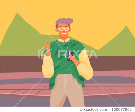 Lady looking at phone screen. Woman with smartphone is communicating. Girl using mobile device 100077963