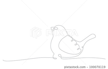 First spring bird hand draw continues one line. Vector stock illustration isolated on white background for wedding, Easter invitation or greeting card. Editable stroke. EPS10 100078119