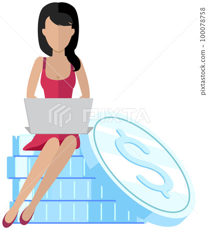 Lady freelancer works with technology to earn money and receive income. Girl is in business Lady freelancer works with technology to earn money and receive income. Girl is in business 100078758