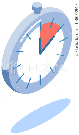 Clock with red area, time remaining until end of period. Chronometer with hour and minute arrows 100078949