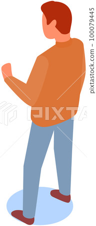 Male character in business suit standing and looking ahead. Businessman isolated on white background 100079445