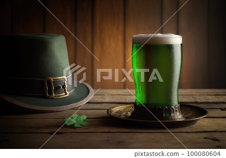 a green cylinder and clover are a symbol of the celebration of St. Patrick's Day a green cylinder and clover are a symbol of the celebration of St. Patrick's Day 100080604