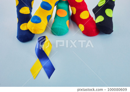 World Down syndrome day background. Lots of socks. 100080609