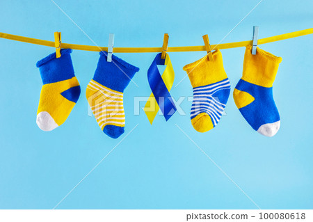 World Down syndrome day background. Lots of socks. 100080618