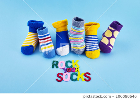 World Down syndrome day background. Rock you socks. 100080646