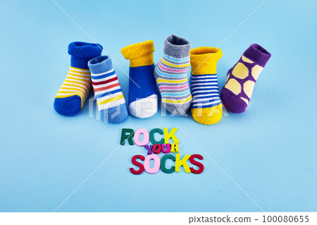 World Down syndrome day background. Rock you socks. 100080655