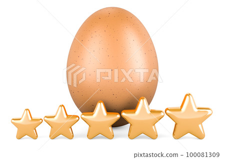 Egg with five golden stars, 3D rendering Egg with five golden stars, 3D rendering 100081309