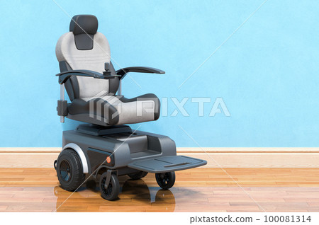 Motorized Power Chair in room near wall, 3D rendering 100081314