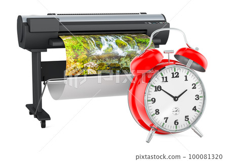Plotter, large format inkjet printer with alarm clock, 3D rendering 100081320