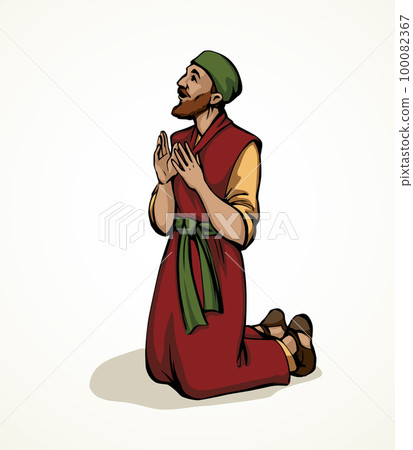Vector drawing. Jesus heal the man Vector drawing. Jesus heal the man 100082367