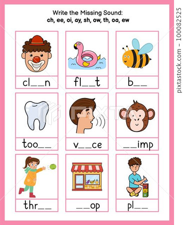 Write the missing sounds phonics worksheet. Choose the correct spelling rule for words Write the missing sounds phonics worksheet. Choose the correct spelling rule for words 100082525