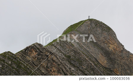 Summit of Mount Brienzer Rothorn. Layered rock. 100083036