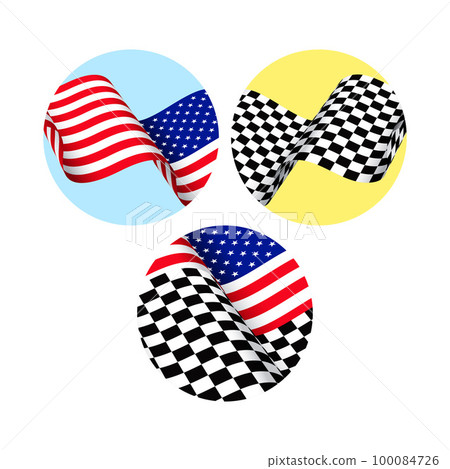 USA and race checkered flags circles 100084726