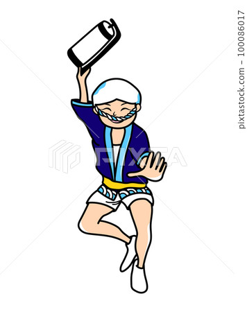 從正面看提著燈籠跳阿波舞的男人 100086017