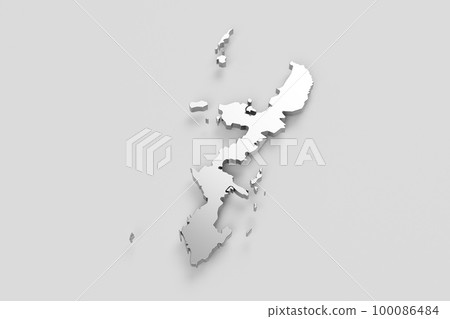 三維鳥瞰圖空白地圖用於介紹材料沖繩縣[沖繩本島地區] 100086484