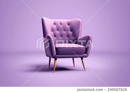 Mid century purple fabric accent armchair with Stock