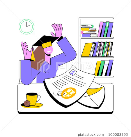 Getting acceptance letter isolated cartoon vector illustrations. Happy school graduate reading college acceptance letter, good exam test result, admission process, exited student vector cartoon. Getting acceptance letter isolated cartoon vector illustrations. Happy school graduate reading college acceptance letter, good exam test result, admission process, exited student vector cartoon. 100088593
