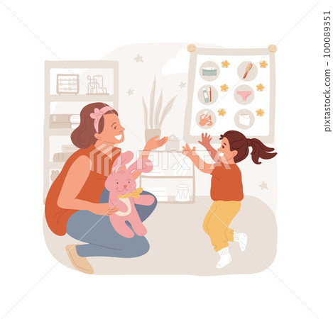 Rewards isolated cartoon vector illustration. Smiling mom giving rewards to her kid for good behaviour, praising the child, family life, create healthy hygiene routine vector cartoon. 100089351